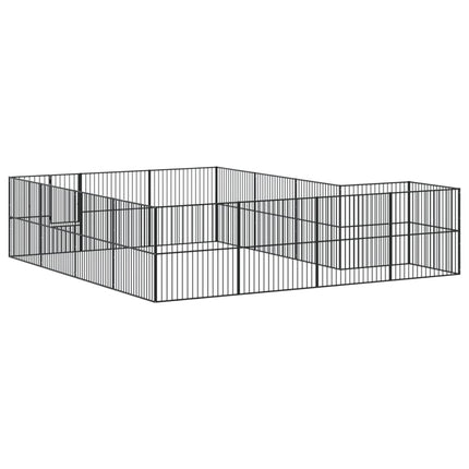 hundegård 16 paneler galvaniseret stål sort