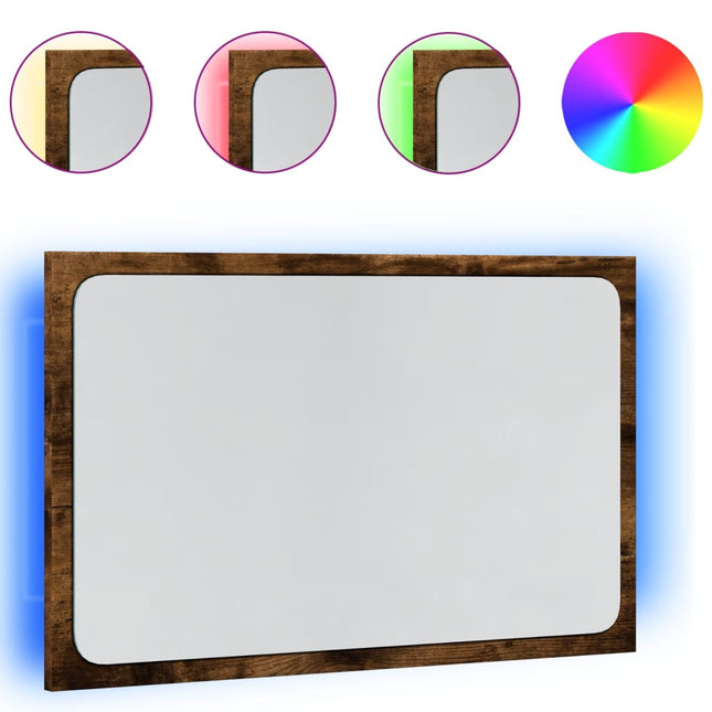 badeværelsesspejl m. LED 60x8,5x38 cm konstrueret træ sonoma-eg