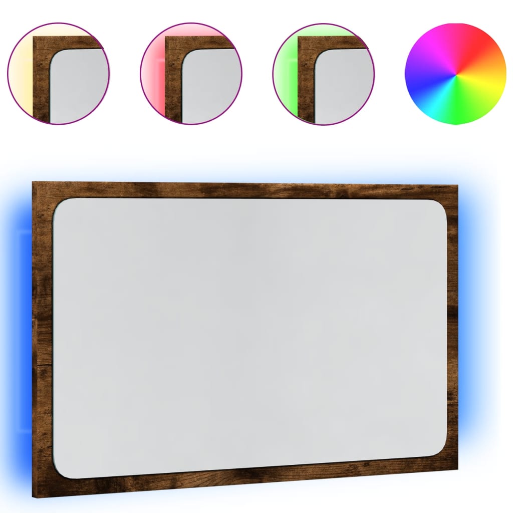 badeværelsesspejl m. LED 60x8,5x38 cm konstrueret træ sonoma-eg
