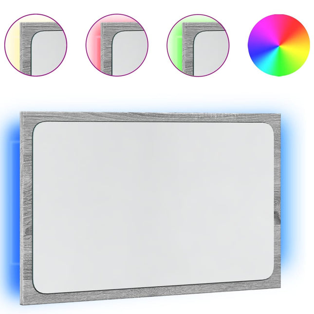 LED-badeværelsesspejl 60x8,5x38 cm konstrueret træ grå sonoma