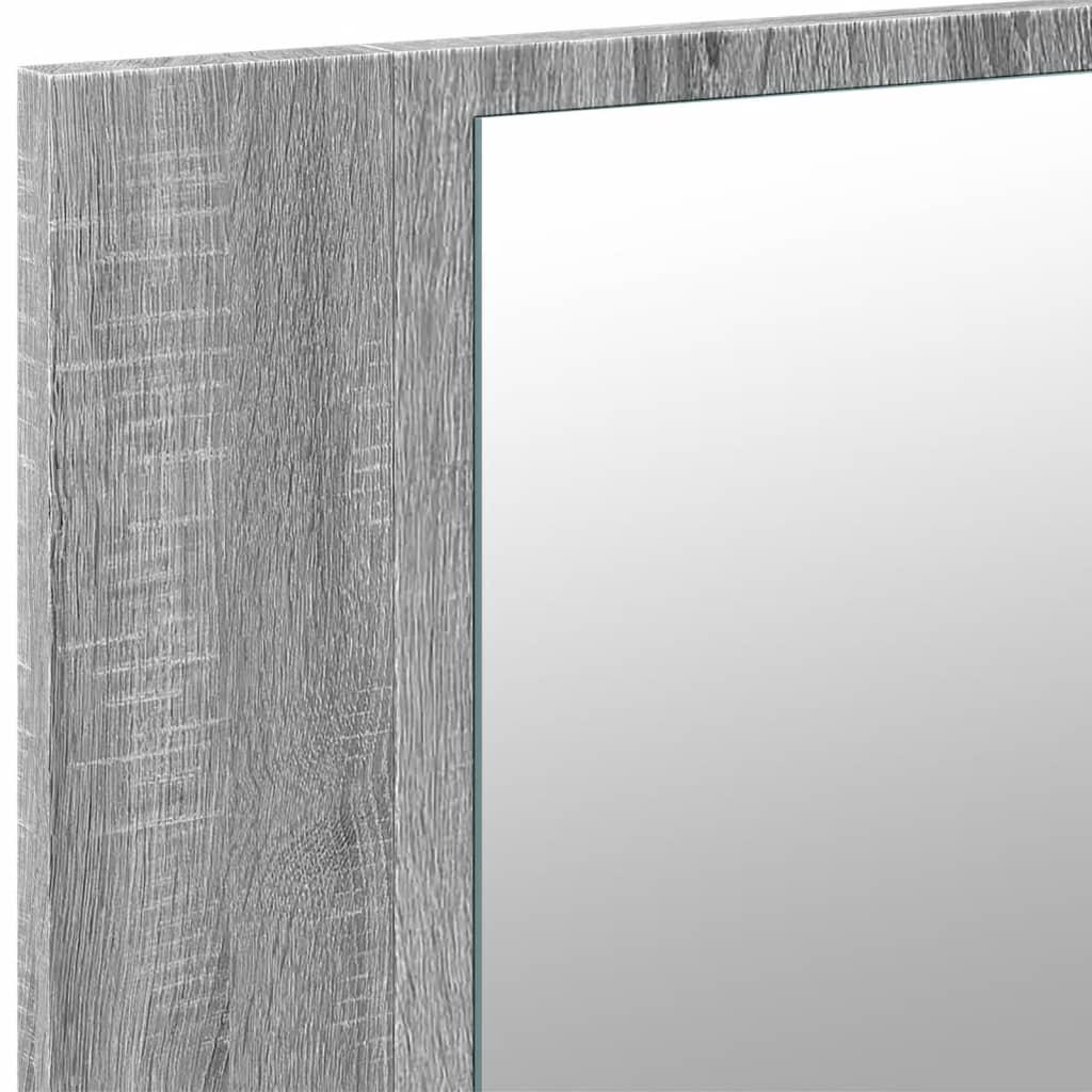 skab med spejl og LED-lys 80x12x45 cm akryl grå sonoma-eg