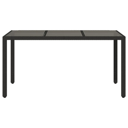 havebord med glastop 150x90x75 cm polyrattan sort