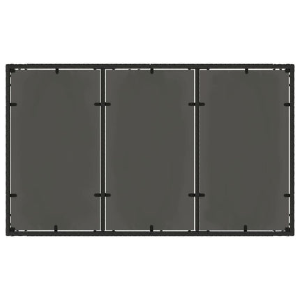 havebord med glastop 150x90x75 cm polyrattan sort