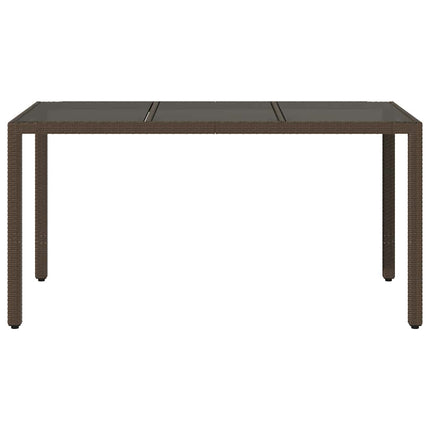 havebord med glastop 150x90x75 cm polyrattan brun