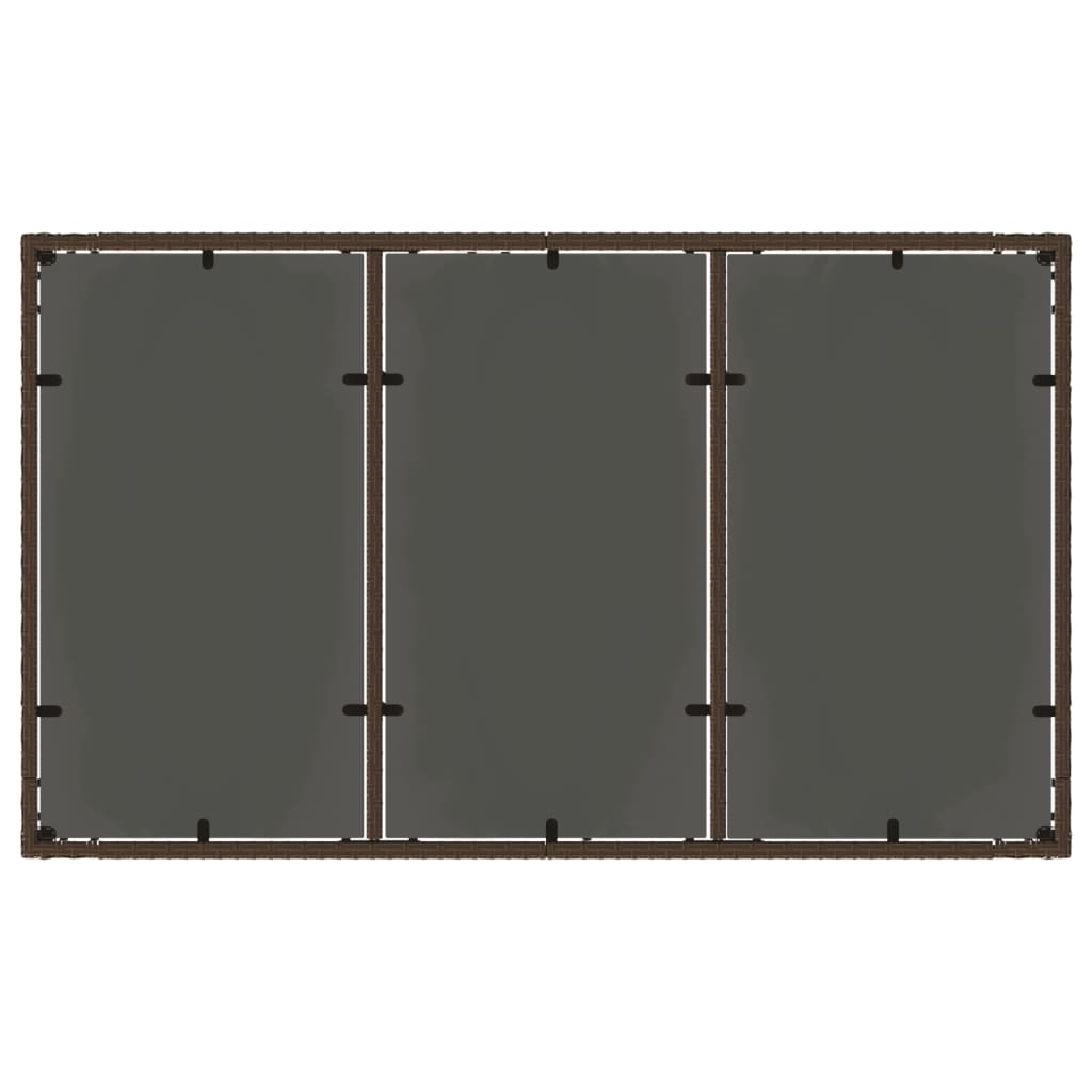havebord med glastop 150x90x75 cm polyrattan brun