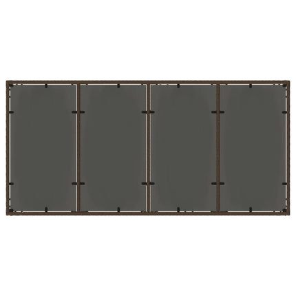 havebord med glastop 190x90x75 cm polyrattan brun