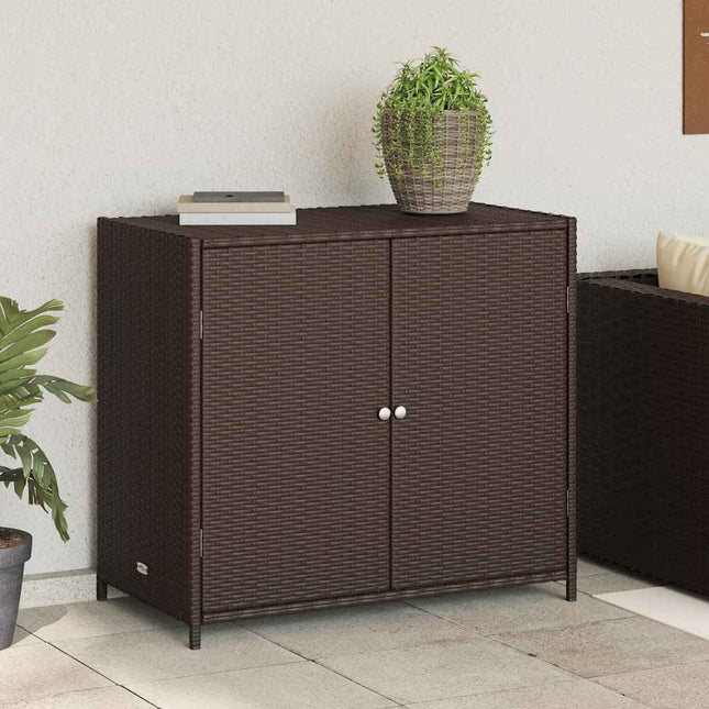 opbevaringsskab til haven 83x45x76 cm polyrattan brun