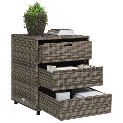 opbevaringsskab til haven 55x59x69 cm polyrattan grå