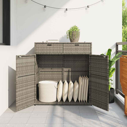 opbevaringsskab til haven 105x55x113 cm polyrattan grå