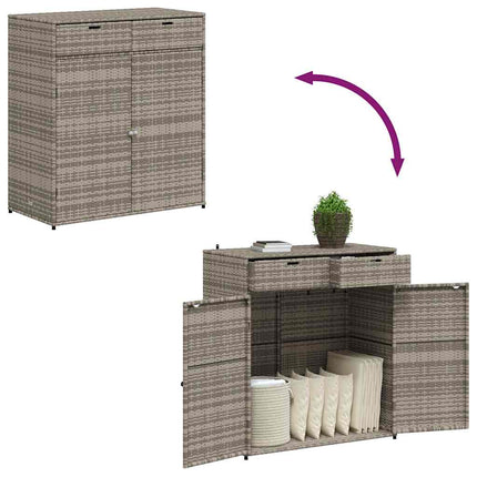 opbevaringsskab til haven 105x55x113 cm polyrattan grå