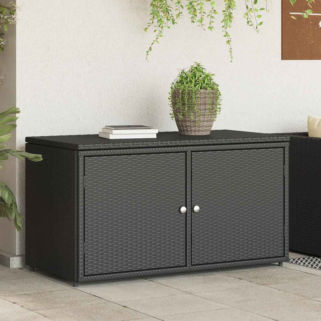 opbevaringsskab til haven 110x55x60,5 cm polyrattan sort