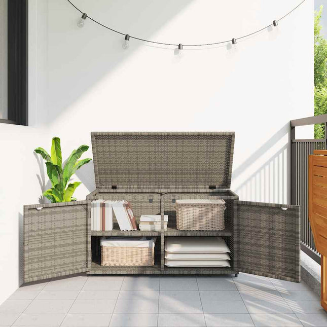 opbevaringsskab til haven 110x55x60,5 cm polyrattan grå