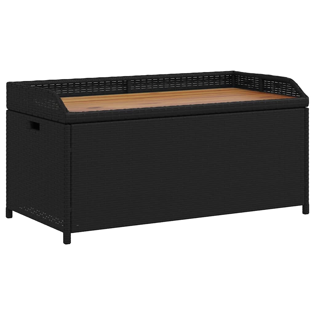 opbevaringsbænk 100x50x52 cm polyrattan og akacietræ sort