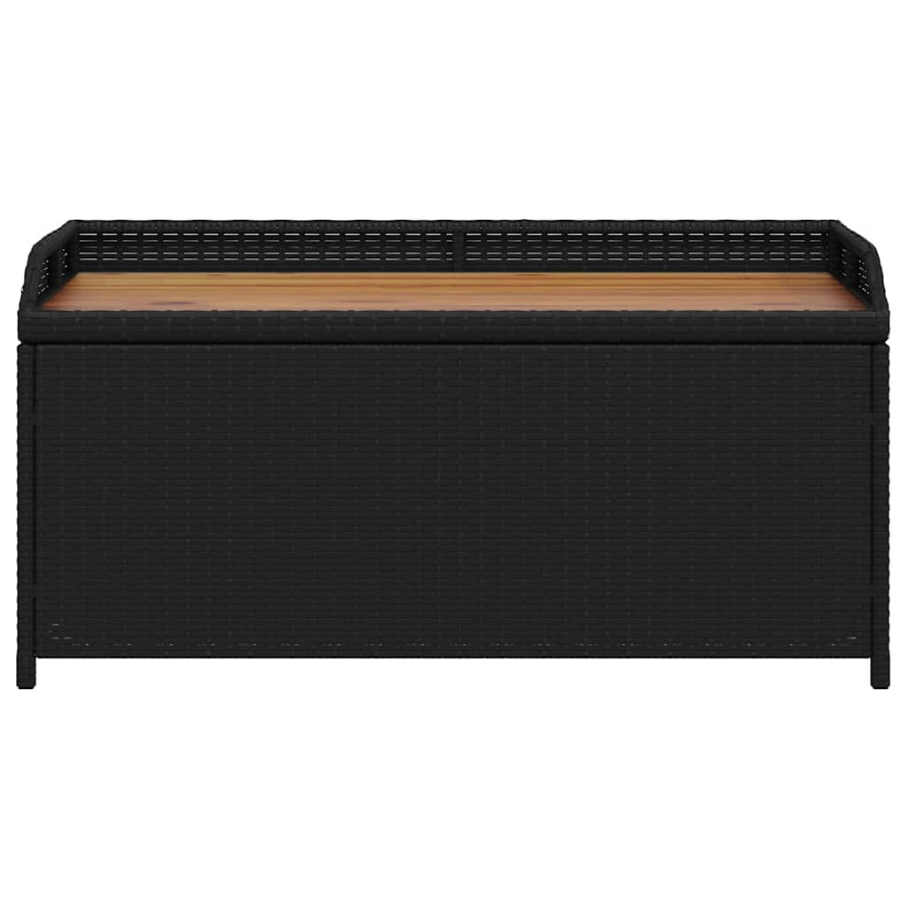 opbevaringsbænk 100x50x52 cm polyrattan og akacietræ sort