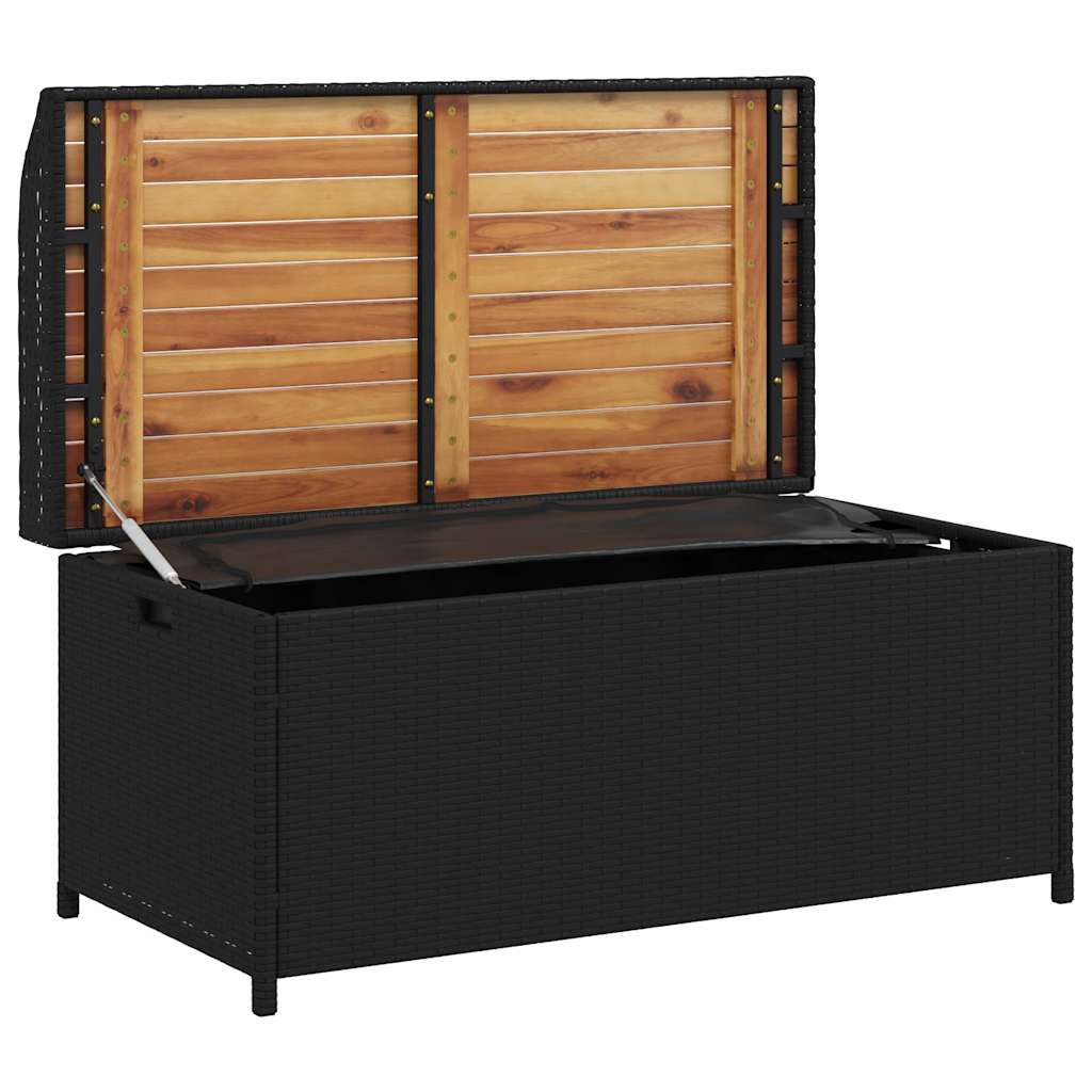 opbevaringsbænk 100x50x52 cm polyrattan og akacietræ sort