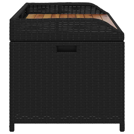 opbevaringsbænk 100x50x52 cm polyrattan og akacietræ sort