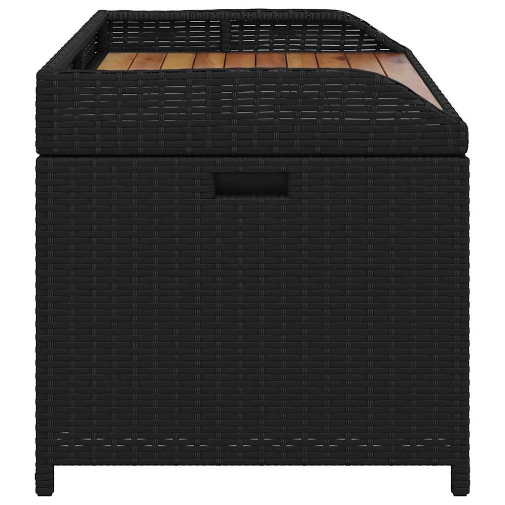 opbevaringsbænk 100x50x52 cm polyrattan og akacietræ sort
