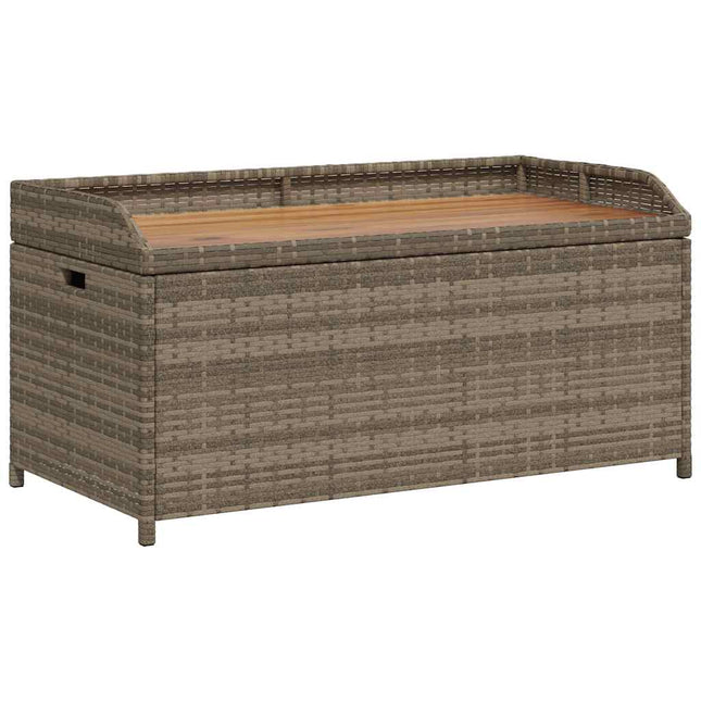 opbevaringsbænk 100x50x52 cm polyrattan og akacietræ grå