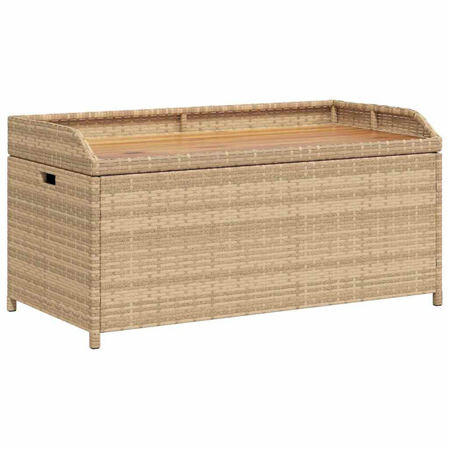opbevaringsbænk 100x50x52 cm polyrattan og akacietræ beige