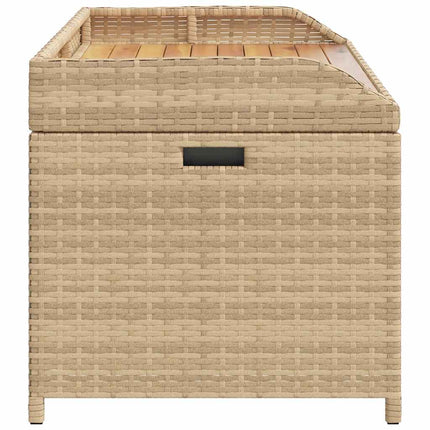opbevaringsbænk 100x50x52 cm polyrattan og akacietræ beige