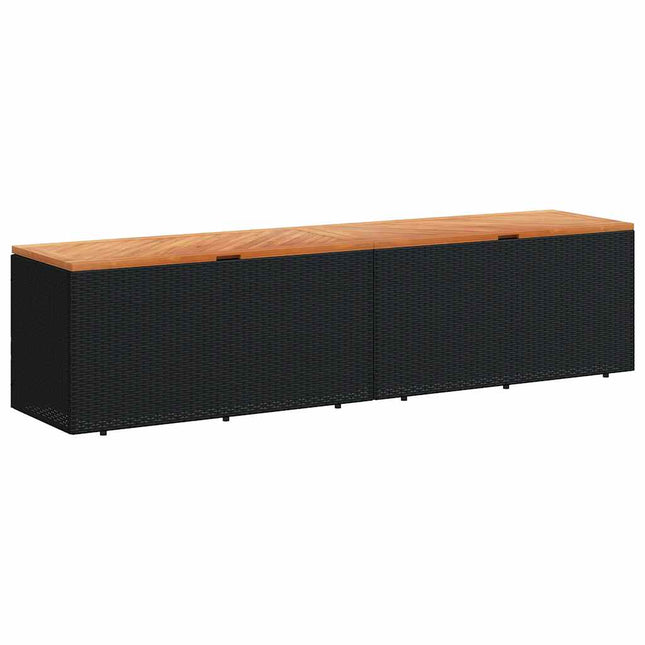 opbevaringsboks til haven 220x50x54 cm polyrattan akacie sort