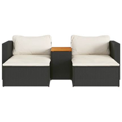 sofasæt til haven 5 dele med hynder polyrattan akacietræ sort