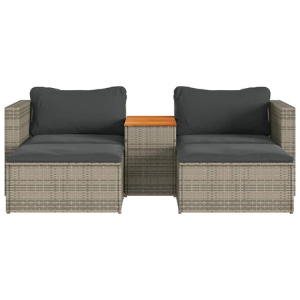 sofasæt 5 dele med hynder polyrattan akacietræ grå