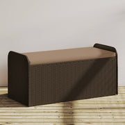 opbevaringsbænk med hynde 115x51x52 cm polyrattan brun