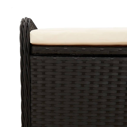 opbevaringsbænk med hynde 80x51x52 cm polyrattan sort