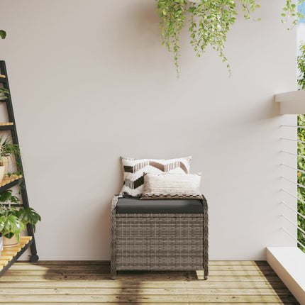 haveskammel med hynde 58x46x46 cm polyrattan grå