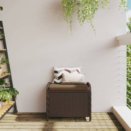 haveskammel med hynde 58x46x46 cm polyrattan brun