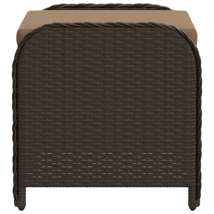 haveskammel med hynde 58x46x46 cm polyrattan brun