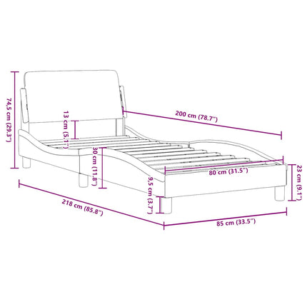 sengeramme med sengegavl Dover Blå 80x200 cm Stof