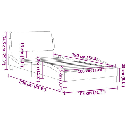 sengeramme Dover 100x190 cm velour lysegrå
