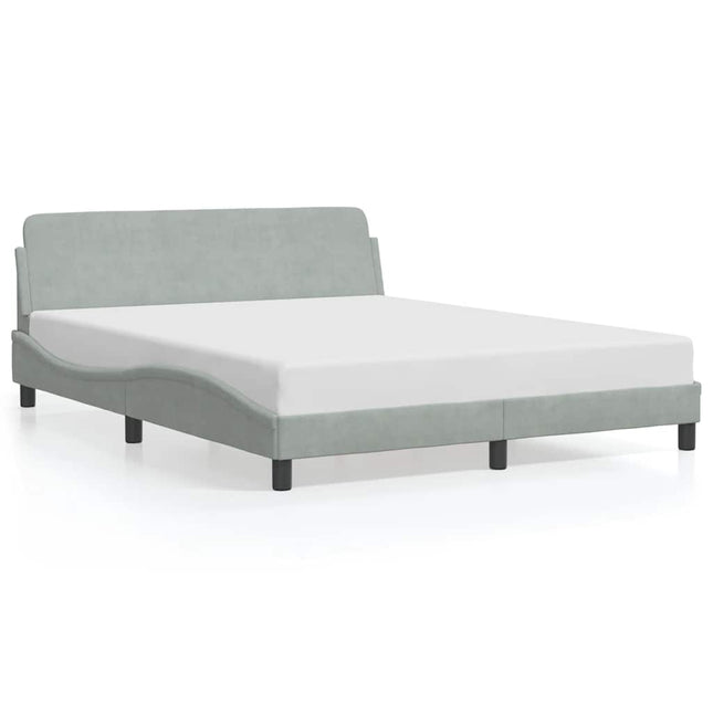 sengeramme Dover 152x203 cm velour lysegrå