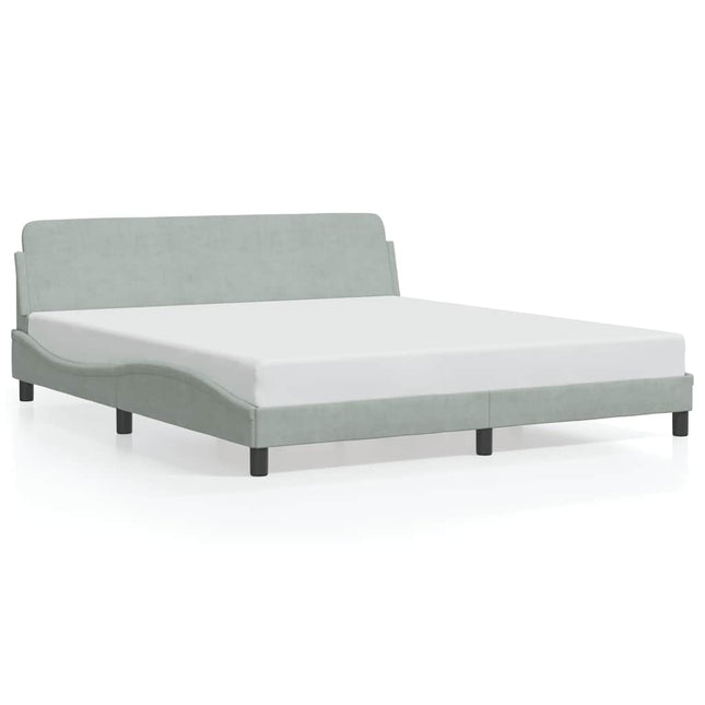 sengeramme Dover 183x213 cm velour lysegrå