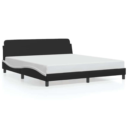 sengeramme Dover 152x203 cm kunstlæder sort og hvid