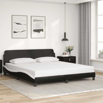 sengeramme Dover 152x203 cm kunstlæder sort og hvid