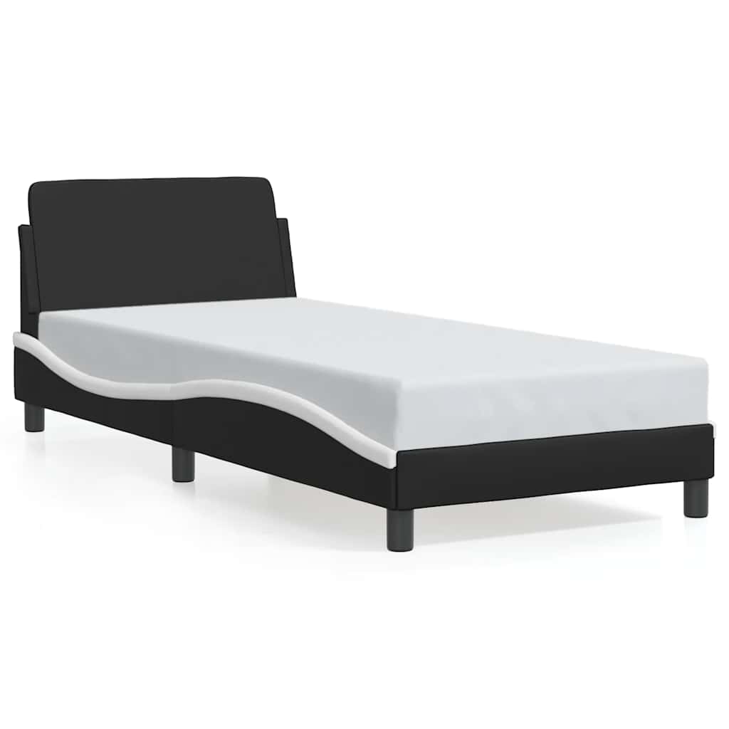sengestel Dover sort og hvid 90x190 cm kunstlæder