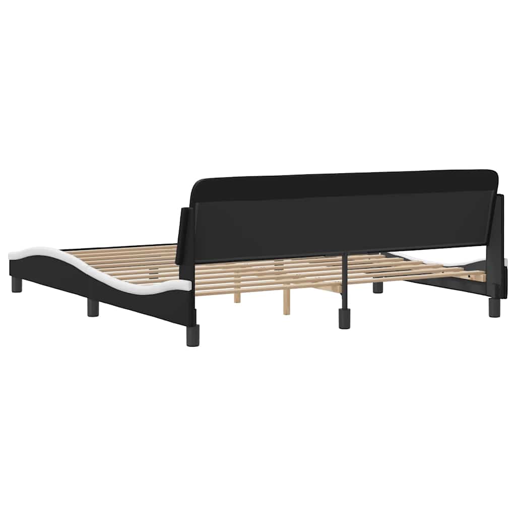 sengestel Dover sort og hvid 180x200 cm kunstlæder