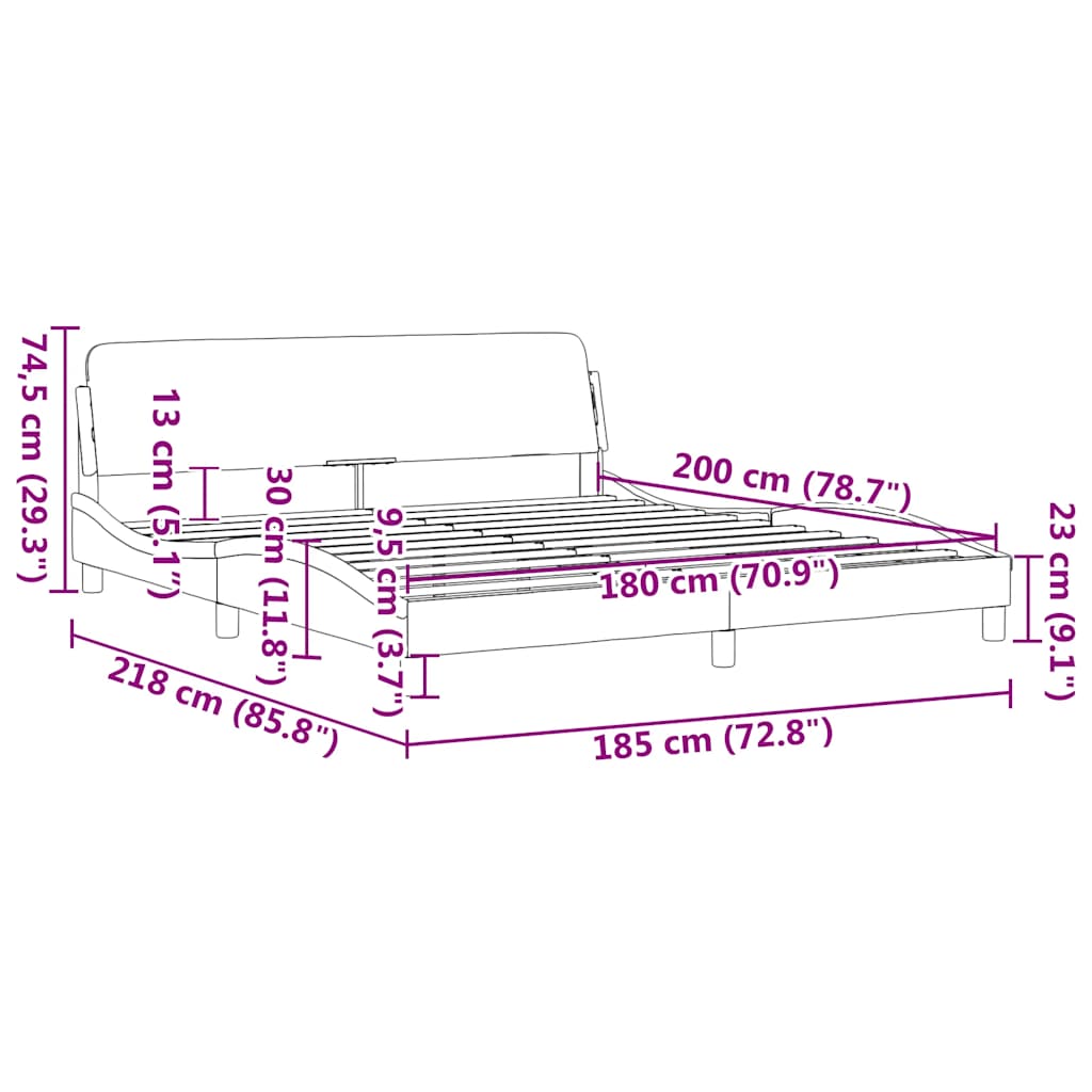 sengestel Dover sort og hvid 180x200 cm kunstlæder
