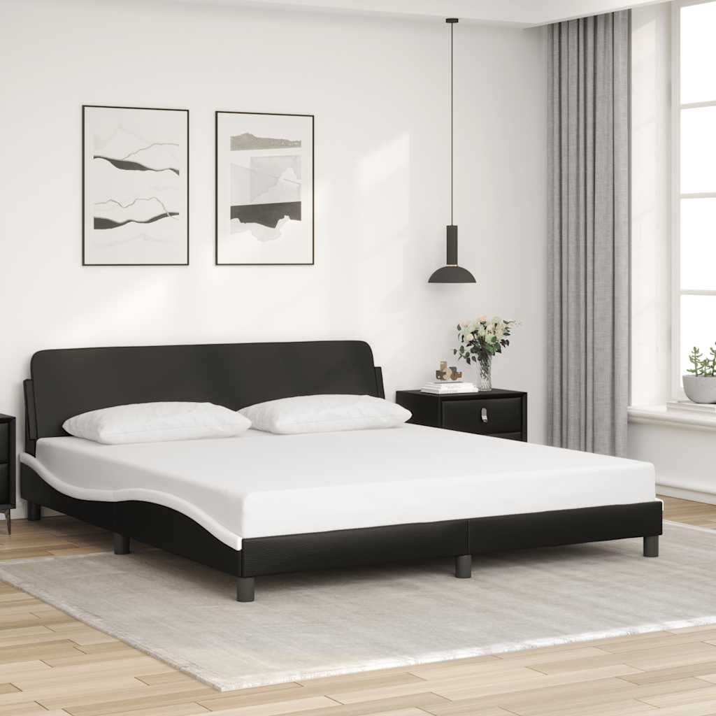 sengestel Dover sort og hvid 180x200 cm kunstlæder