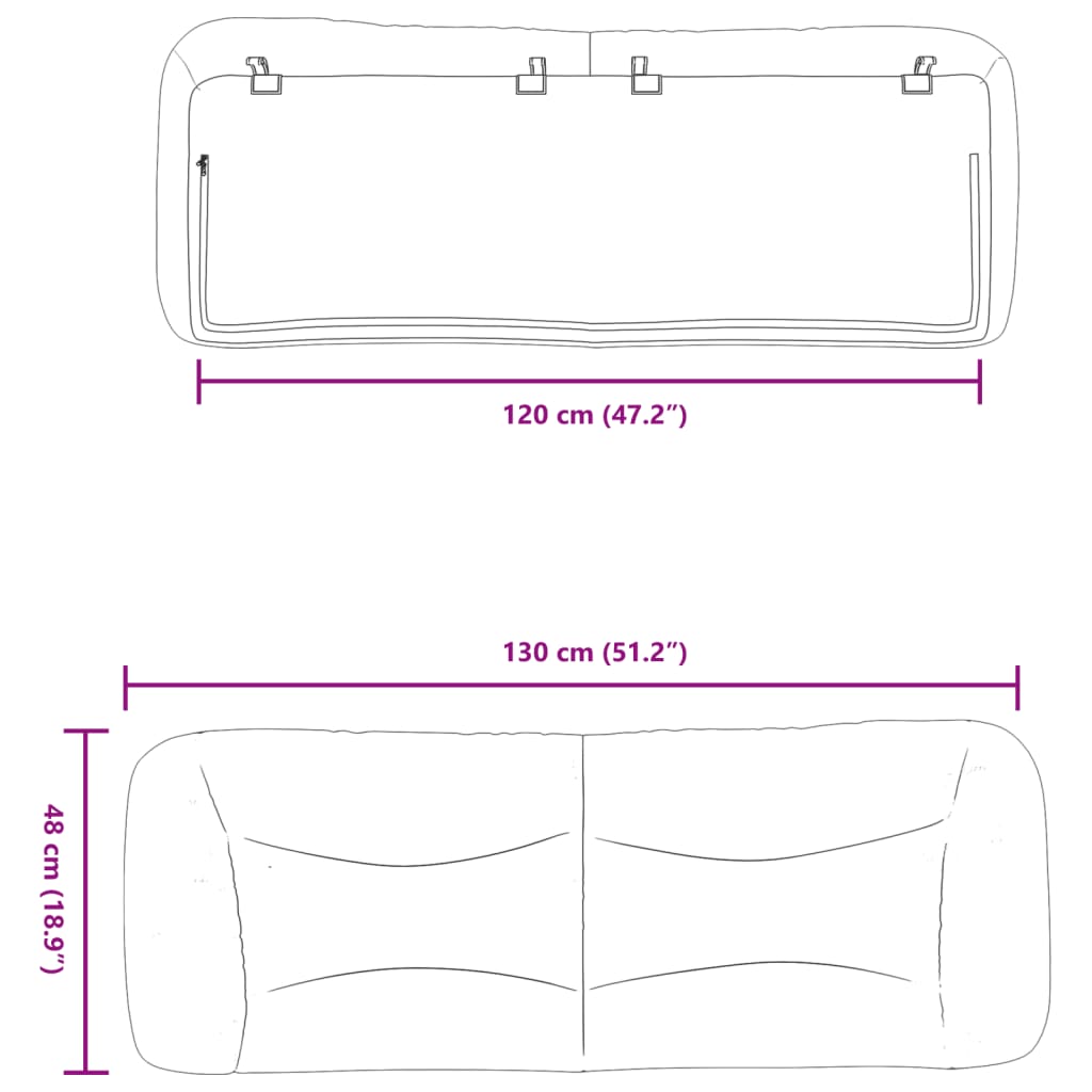 gavlpude Hvar 120 cm kunstlæder sort