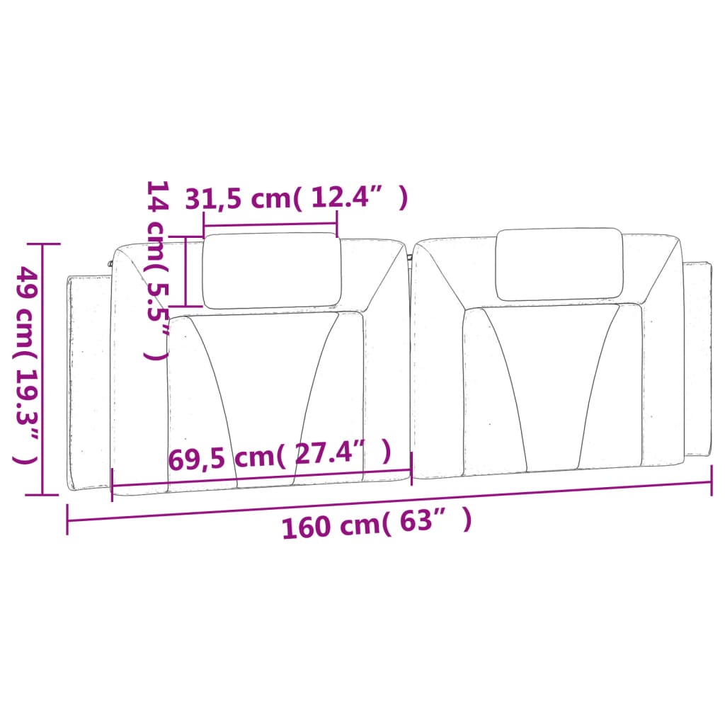 gavlpude Viana 160 cm kunstlæder cappuccinofarvet