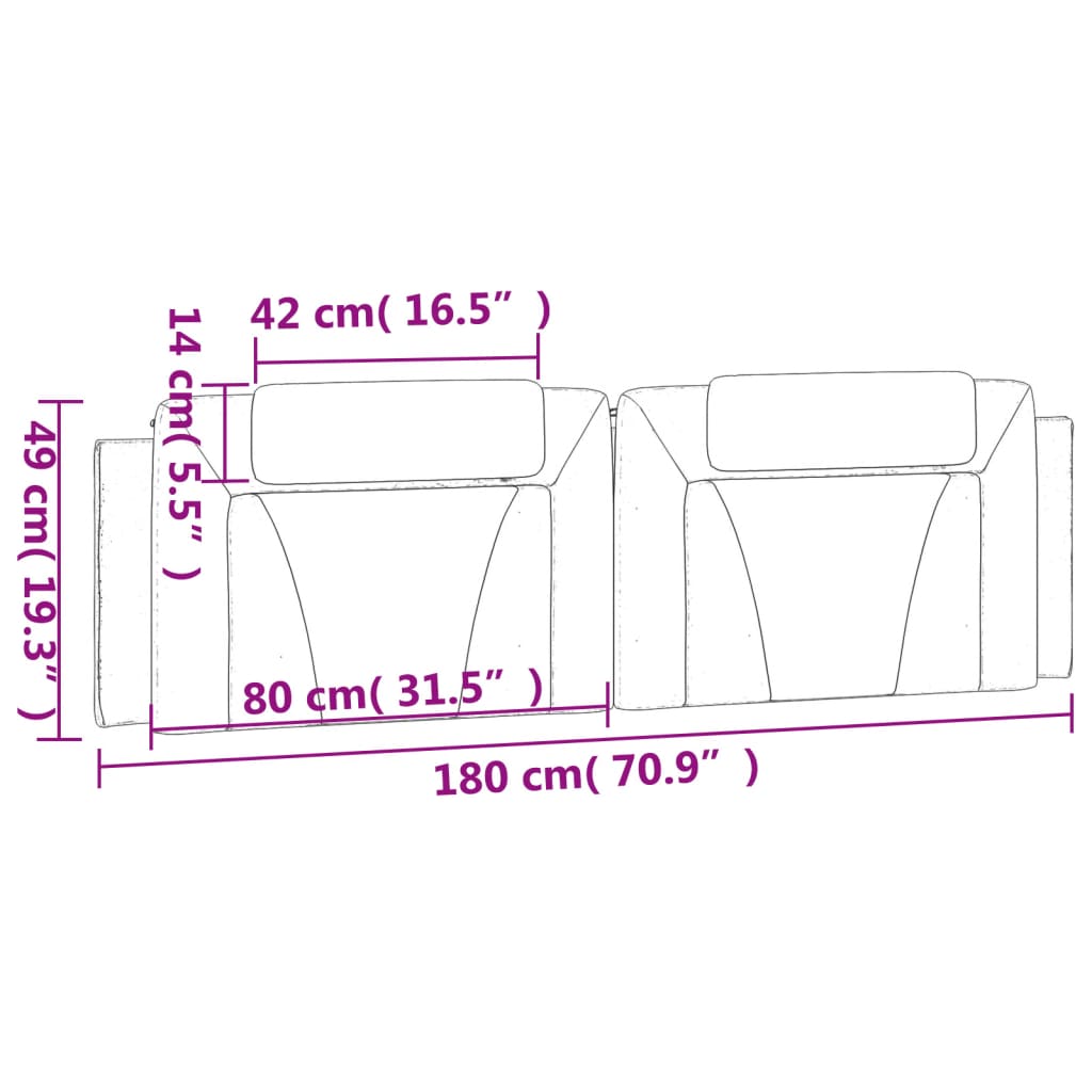 gavlpude Viana 180 cm kunstlæder cappuccinofarvet