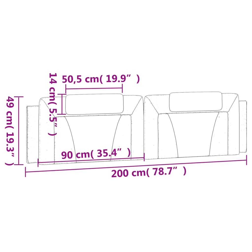 gavlpude Viana 200 cm kunstlæder hvid