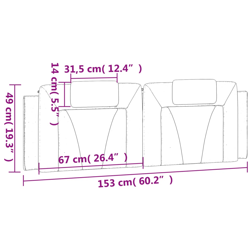 gavlpude Viana 152 cm kunstlæder sort og hvid