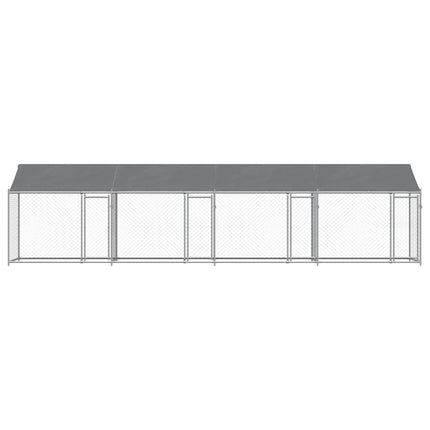 hundegård med tag og låger 8x2x2 m galvaniseret stål grå
