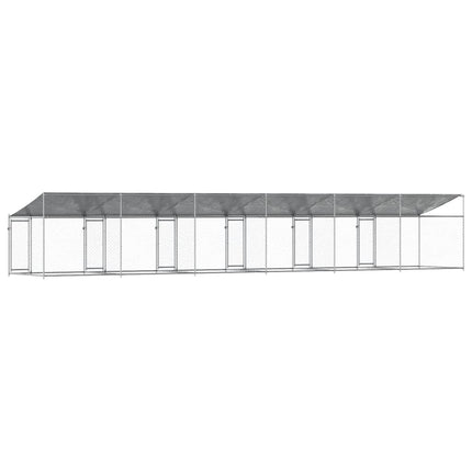 hundegård med tag og låge 10x2x2 m galvaniseret stål grå