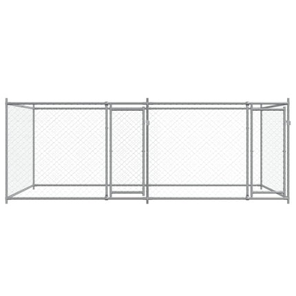 hundegård med låge 4x2x1,5 m galvaniseret stål grå